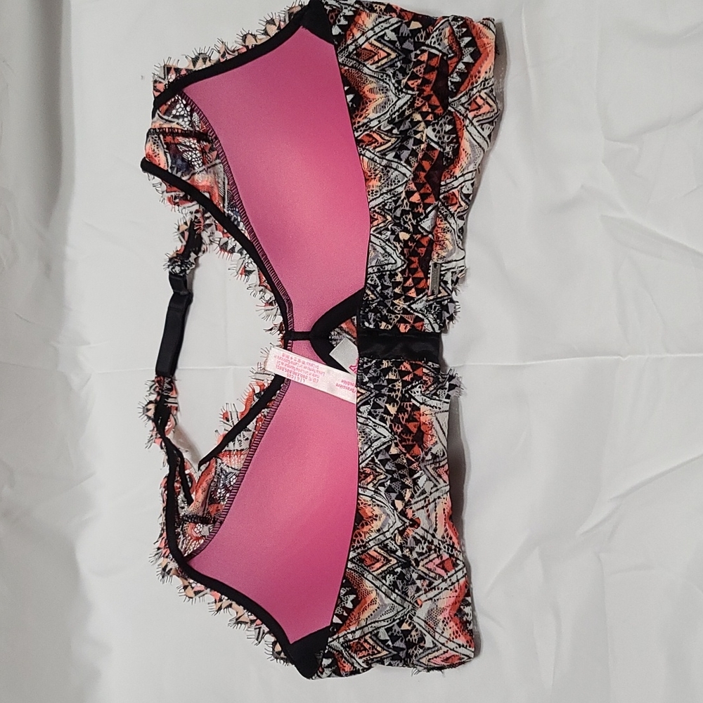 Victoria's Secret Pink lace bralette lightly lined halter padded large - Picture 2 of 3